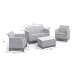 Set Salotto da Esterno Grigio 4 Posti un Tavolino, Resistente ai Raggi uv Impermeabile - Granite