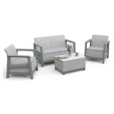 Set Salotto da Esterno Grigio Chiaro 4 Posti un Tavolino, Resistenti ai Raggi uv - Grafton