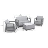 Set Salotto da Esterno Grigio Chiaro 4 Posti un Tavolino, Resistenti ai Raggi uv - Grafton