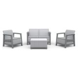 Set Salotto da Esterno Grigio Chiaro 4 Posti un Tavolino, Resistenti ai Raggi uv - Grafton