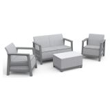Set Salotto da Esterno Grigio Chiaro 4 Posti un Tavolino, Resistenti ai Raggi uv - Grafton