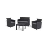 Set salotto da esterno Guarano, Salottino outdoor, Set da balcone o giardino, Composizione soggiorno per esterni, 113x65 h74 cm, Antracite