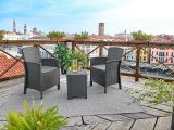 Set salotto da esterno Jupiter, Set da giardino con cuscini, Salottino indoor e outdoor effetto rattan, 100% Made in Italy, Antracite