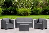 Set salotto da esterno Kuiper, Salottino outdoor, Set da balcone o giardino, Composizione soggiorno per esterni, Made in Italy, Antracite