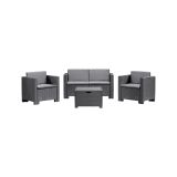 Set salotto da esterno Kuiper, Salottino outdoor, Set da balcone o giardino, Composizione soggiorno per esterni, Made in Italy, Antracite