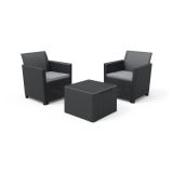 Set salotto da esterno Limena, Salottino outdoor, Set da balcone o giardino, Composizione soggiorno per esterni, 64x65 h74 cm, Antracite