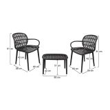 Set salotto da esterno Marineo, Salottino outdoor, Set da balcone o giardino, Composizione soggiorno per esterni, Made in Italy, Antracite