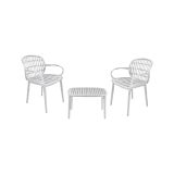 Set salotto da esterno Marineo, Salottino outdoor, Set da balcone o giardino, Composizione soggiorno per esterni, Made in Italy, Bianco