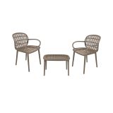 Set salotto da esterno Marineo, Salottino outdoor, Set da balcone o giardino, Composizione soggiorno per esterni, Made in Italy, Tortora