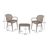 Set salotto da esterno Marineo, Salottino outdoor, Set da balcone o giardino, Composizione soggiorno per esterni, Made in Italy, Tortora