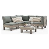 Set Salotto da Esterno Marrone Noce Grigio 5 Posti un Tavolino, Componibile Modulabile Resistente ai Raggi uv Impermeabile - Kendrick