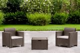 Set salotto da esterno Neptune, Salottino outdoor, Set da balcone o giardino, Composizione soggiorno per esterni, Made in Italy, Tortora