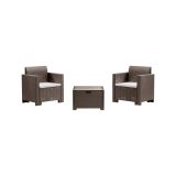Set salotto da esterno Neptune, Salottino outdoor, Set da balcone o giardino, Composizione soggiorno per esterni, Made in Italy, Tortora
