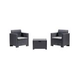 Set salotto da esterno Neptune, Set da giardino con cuscini, Salottino indoor e outdoor effetto rattan, 100% Made in Italy, Antracite