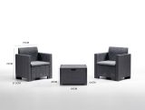 Set salotto da esterno Neptune, Set da giardino con cuscini, Salottino indoor e outdoor effetto rattan, 100% Made in Italy, Antracite