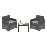 Set Salotto da Esterno Nero Antracite 2 Posti un Tavolino, Cuscini Inclusi - Rosta