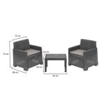 Set Salotto da Esterno Nero Antracite 2 Posti un Tavolino, Cuscini Inclusi - Rosta