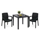Set Salotto da Esterno Nero Antracite 2 Posti un Tavolino, Impermeabile Idrorepellente Made in Italy - Matali