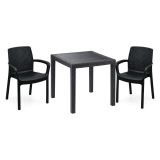 Set Salotto da Esterno Nero Antracite 2 Posti un Tavolino, Impermeabile Idrorepellente Made in Italy - Matali