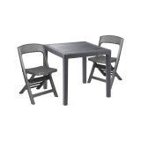 Set Salotto da Esterno Nero Antracite 2 Posti un Tavolino, Impermeabile Made in Italy - Falconara