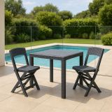 Set Salotto da Esterno Nero Antracite 2 Posti un Tavolino, Impermeabile Made in Italy - Sanzeno