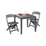 Set Salotto da Esterno Nero Antracite 2 Posti un Tavolino, Impermeabile Made in Italy - Sanzeno