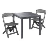 Set Salotto da Esterno Nero Antracite 2 Posti un Tavolino, Impermeabile Made in Italy - Sanzeno
