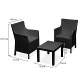 Set Salotto da Esterno Nero Antracite 2 Posti un Tavolino, Made in Italy - Ben