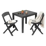 Set Salotto da Esterno Nero Antracite 2 Posti un Tavolino, Made in Italy - Corinth