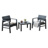 Set Salotto da Esterno Nero Antracite 2 Posti un Tavolino, Made in Italy - Floritan