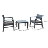 Set Salotto da Esterno Nero Antracite 2 Posti un Tavolino, Made in Italy - Floritan