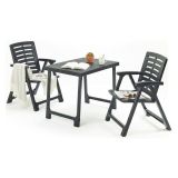 Set Salotto da Esterno Nero Antracite 2 Posti un Tavolino, set da Campeggio Bistrot Made in Italy - Lithia