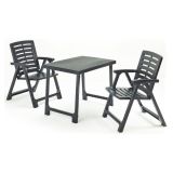 Set Salotto da Esterno Nero Antracite 2 Posti un Tavolino, set da Campeggio Bistrot Made in Italy - Lithia