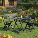 Set Salotto da Esterno Nero Antracite 2 Posti un Tavolino, set Pieghevole Made in Italy - Cassville