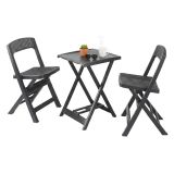 Set Salotto da Esterno Nero Antracite 2 Posti un Tavolino, set Pieghevole Made in Italy - Cassville