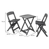 Set Salotto da Esterno Nero Antracite 2 Posti un Tavolino, set Pieghevole Made in Italy - Cassville