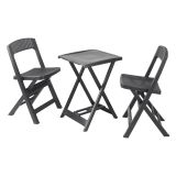 Set Salotto da Esterno Nero Antracite 2 Posti un Tavolino, set Pieghevole Made in Italy - Cassville