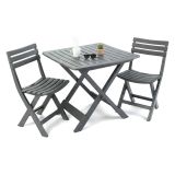 Set Salotto da Esterno Nero Antracite 2 Posti un Tavolino, set Pieghevole Made in Italy - Viticuso
