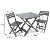 Set Salotto da Esterno Nero Antracite 2 Posti un Tavolino, set Pieghevole Made in Italy - Viticuso