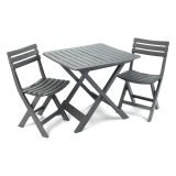 Set Salotto da Esterno Nero Antracite 2 Posti un Tavolino, set Pieghevole Made in Italy - Viticuso