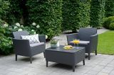 Set Salotto da Esterno Nero Antracite 2 Posti un Tavolino, Tavolo Tavolino Contenitore - Centola