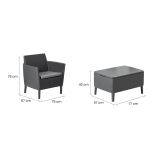 Set Salotto da Esterno Nero Antracite 2 Posti un Tavolino, Tavolo Tavolino Contenitore - Granbyy