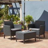 Set Salotto da Esterno Nero Antracite 2 Posti un Tavolino, Tavolo Tavolino Contenitore - Granbyy