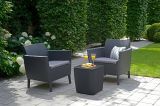 Set Salotto da Esterno Nero Antracite 2 Posti un Tavolino, Tavolo Tavolino Contenitore - Granbyyaan