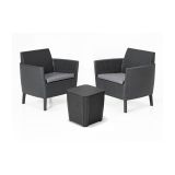 Set Salotto da Esterno Nero Antracite 2 Posti un Tavolino, Tavolo Tavolino Contenitore - Granbyyaan