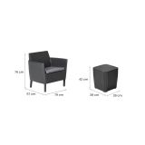 Set Salotto da Esterno Nero Antracite 2 Posti un Tavolino, Tavolo Tavolino Contenitore - Granbyyaan