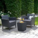 Set Salotto da Esterno Nero Antracite 2 Posti un Tavolino, Tavolo Tavolino Contenitore - Granbyyaan