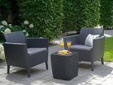 Set Salotto da Esterno Nero Antracite 2 Posti un Tavolino, Tavolo Tavolino Contenitore - Granbyyaan