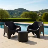 Set Salotto da Esterno Nero Antracite 2 Posti un Tavolino, Tavolo Tavolino - Cormons