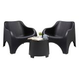 Set Salotto da Esterno Nero Antracite 2 Posti un Tavolino, Tavolo Tavolino - Cormons